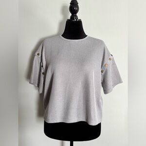 Polagram Gray Women's Top with Button Detail - NWT - Large